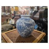 Blue & White Ceramic Vase - Floral Motif