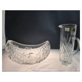 Crystal Bowl & mini - beer Pitcher w/ Cut Design