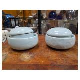 Vintage Korean Celadon Rice Bowls & Lidded