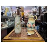 (L)Floral Vase (R) Vintage Hull Pottery Pitcher
