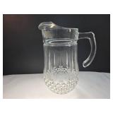 Clear Glass Pitcher w/ Diamond Pattern Base