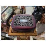 wooden Trinket box w/ Cherub & Floral Motifs