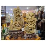 Chinese Soapstone Landscape & Grapes w/ foliage