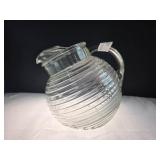 Clear Ribbed Glass Pitcher w/ Handle