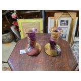 1980 Rueven Art Nouveau Multicolored Glass Candle
