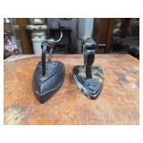 Two Cast Iron Flat Irons w/ Handles