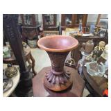 Carved Wood Vase w/ Floral Detail