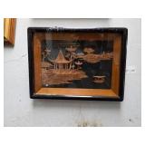 Asian Style Wooden Framed Inlay Artwork