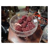 Crystal Bowl w/ Decorative Wicker Red Spheres