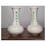 Belleek Pottery Shamrock Porcelain Vases