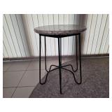 Side Table with Granite Top and Metal Base