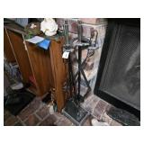 MCM Black Iron and Chrome Fireplace Tools