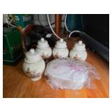 Four Bird and Floral Ceramic Ginger Jars