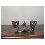 Chinese Style Filigree Guardian Lions & Miner