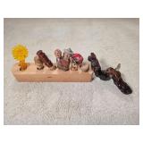 Bottle Stoppers and a Burl Wood Handle Corkscrew