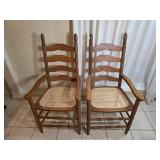 Colonial Revival Hardwood Ladder-Back Armchairs