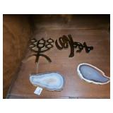 MCM Chinese Plaques and Two Polished Agate Slices