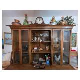 Large MCM Wood Cabinet &  Decorative Collectibles