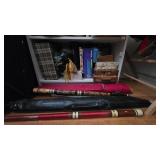 Two Multi-Piece Pool Cues with Cases and Assorted
