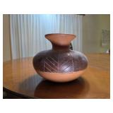 Mexican Sgraffito Earthenware Leaf Vase