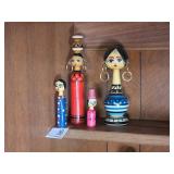 AHand-Painted Wooden Folk Art Dolls