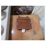 Modern Teak Wood and Metal Wire Cheese Slicer