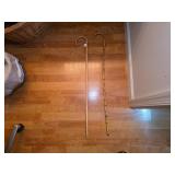 Two  Wood and Bamboo Crook Handle Walking Canes