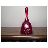 Fenton Ruby Red Glass Bell Signed Freda Hubbard