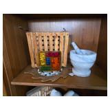 Art Glass and a Marble Mortar