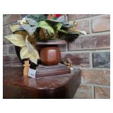 Wooden Candle Holder and Carved Plate