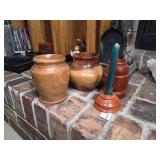 Studio Turned Wood Vessels and a Candle Holder