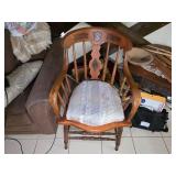Inlaid Hardwood Captains Style Windsor Armchair