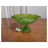 Westmoreland Art Glass Green Mist Lotus Compote