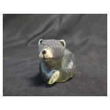 Hand-Carved Hand-Painted Black Bear Cub 3in