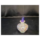 Glass Inkwell - Millefiori Pattern Blue Stopper