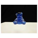 Hand Blown Glass Panda - Blue Seated Figurine