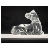 Baccarat Crystal Sitting Horse Figurine w/Stand