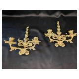 Brass Wall Candle Holders - Two Arms Each