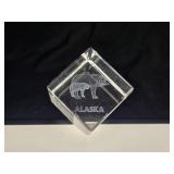 Alaska Clear Resin Cube - Engraved Bear 3x3in
