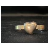 Sterling Silver Cuff Bracelet - Heart Detail
