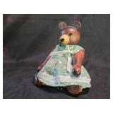 Wooden Bear Figurine - Articulated Green Dress