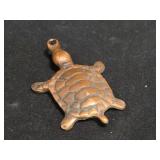 Cast Brass Turtle Figurine - Loop Detail 3in