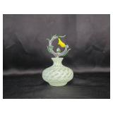 Glass Vase - Green Swirl Pattern Yellow Accent
