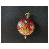 Circular Pendant - Crane and Floral Design