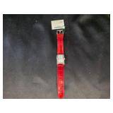 Genuine Leather Wristwatch - Red Croc Band