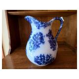 Victorian Flow Blue Chintz Ironstone Ewer