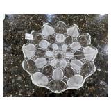 Crystal Footed Centerpiece Bowl Frosted Petal Rim