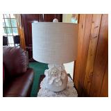 Ceramic Floral Table Lamp Linen Shade 26in