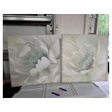 Pair Contemporary Peony Canvas Prints 24"