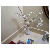 Ceramic Medallion Bud Vase Faux Orchid